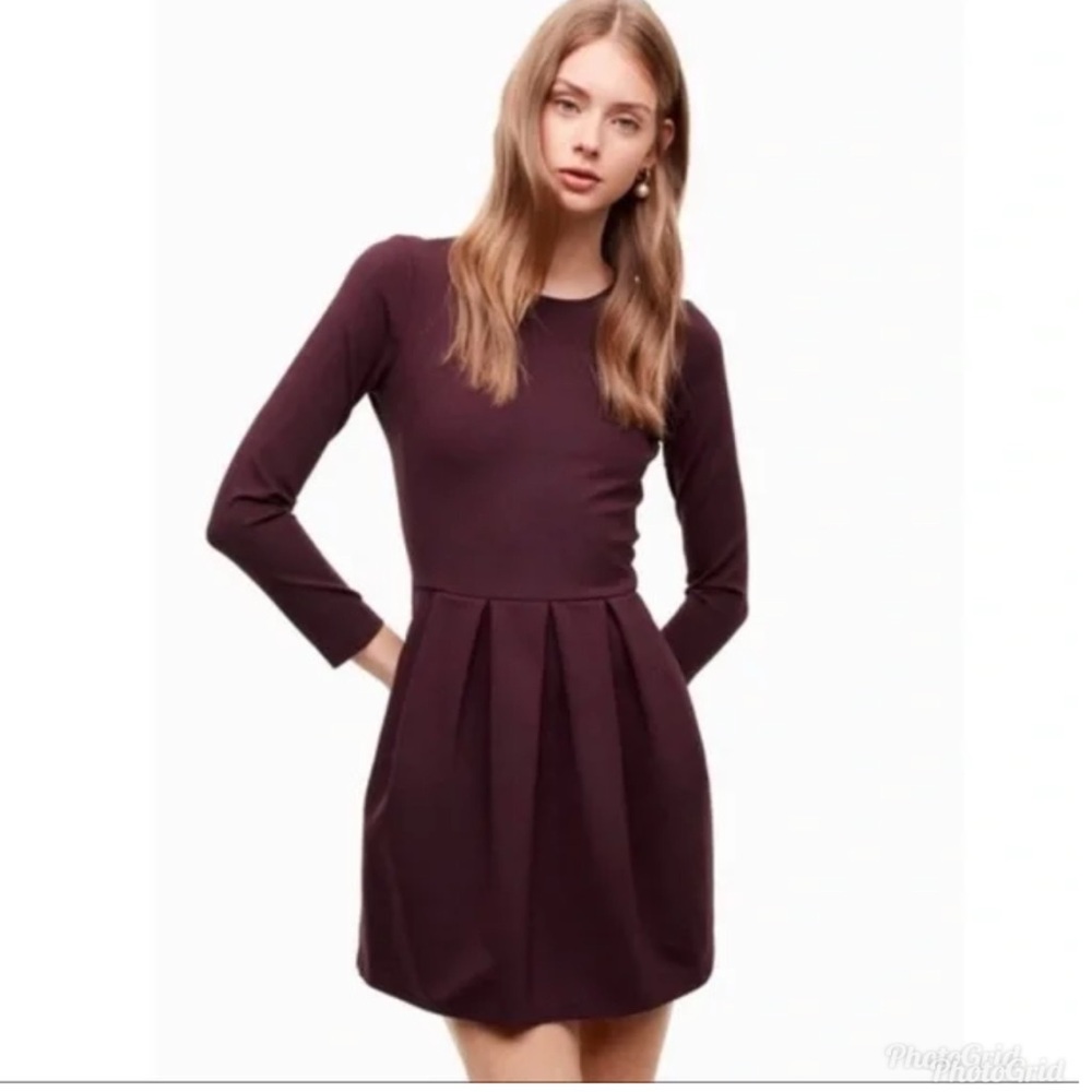 Aritzia Sunday Best Tartine Long Sleeve Dress Pleated mini size 4